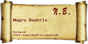 Negro Beatrix névjegykártya